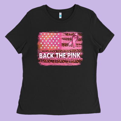 Back The Pink American Flag Ladies Tee Designed By Texasbilliewilder