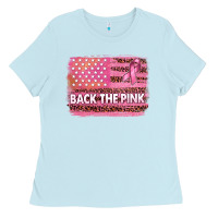 Baby Blue Back The Pink American Flag Ladies Tee - texasbilliewilder