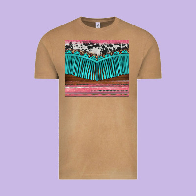 Western Fringe Cowhide Leopard Vintage Tee Designed By Barkaloodesign