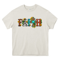 Cream faith with cross and sunflower Heavy Core Tee - HRA Design Shop