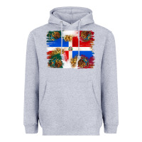 Heather Grey Mexican and Puerto Rico Flag Heavyweight Hoodie - texasbilliewilder
