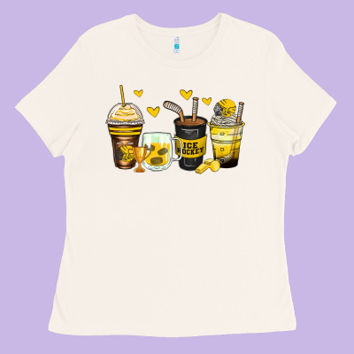 Ice Hockey Coffee Cups Ladies Tee Designed By Zillion Design Studio