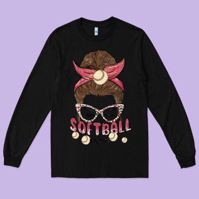 Softball Mom Long Sleeve Tee Designed By Maliassmallbusiness
