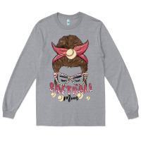 Heather Grey softball mom Long Sleeve Tee - MaliasSmallBusiness