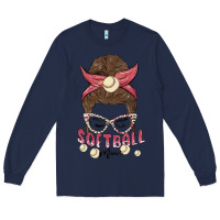 Navy softball mom Long Sleeve Tee - MaliasSmallBusiness