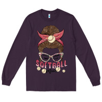 Plum softball mom Long Sleeve Tee - MaliasSmallBusiness
