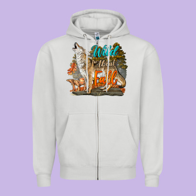Wild About Fall Coyote Zipper Hoodie Designed By Lillyallendesigns