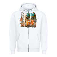 White Wild About Fall Coyote Zipper Hoodie - LillyAllenDesigns