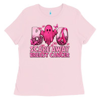 Bubblegum Pink Boo Scare Away Breast Cancer Ladies Tee - texasbilliewilder