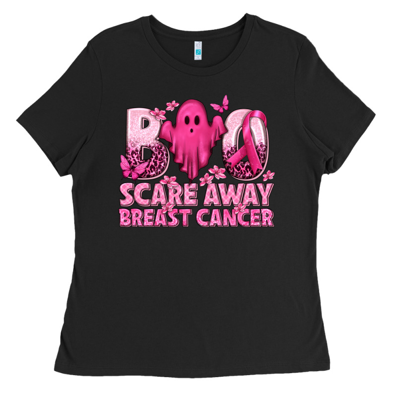 Boo Scare Away Breast Cancer Ladies Tee by texasbilliewilder | Teevron