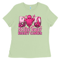 Matcha Boo Scare Away Breast Cancer Ladies Tee - texasbilliewilder