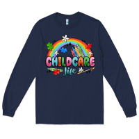 Navy childcare life Long Sleeve Tee - MaliasSmallBusiness