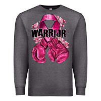 Charcoal Heather Warrior Breast Cancer with boxing gloves Premium Sweatshirt - NancyCooperArtShop