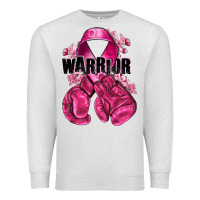Oatmeal Heather Warrior Breast Cancer with boxing gloves Premium Sweatshirt - NancyCooperArtShop