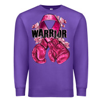 Purple Warrior Breast Cancer with boxing gloves Premium Sweatshirt - NancyCooperArtShop