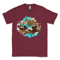 Burgundy cowhide leopard turquoise patch Classic Tee - AdoDesignShop