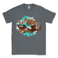 Charcoal Heather cowhide leopard turquoise patch Classic Tee - AdoDesignShop