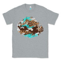 Heather Grey cowhide leopard turquoise patch Classic Tee - AdoDesignShop