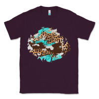 Plum cowhide leopard turquoise patch Classic Tee - AdoDesignShop
