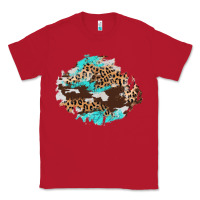 Red cowhide leopard turquoise patch Classic Tee - AdoDesignShop