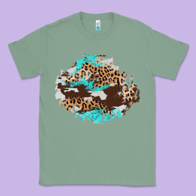 Cowhide Leopard Turquoise Patch Classic Tee Designed By Adodesignshop