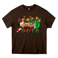 Chocolate Brown christmas educator pencil Heavy Core Tee - FaDigitalArtStudio