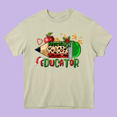 Christmas Educator Pencil Heavy Core Tee Designed By Fadigitalartstudio