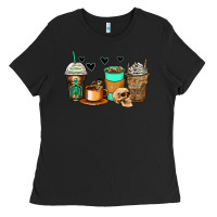Black skeleton coffee cups Ladies Tee - Zillion Design Studio