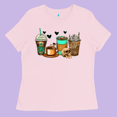 Skeleton Coffee Cups Ladies Tee Designed By Zillion Design Studio