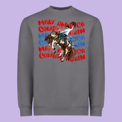 Make America Cowboy Again Heavyweight Sweatshirt Designed By Maliassmallbusiness