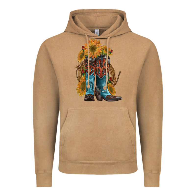 Western Boots With Sunflowers Vintage Hoodie by Artiststas | Teevron