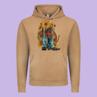 Western Boots With Sunflowers Vintage Hoodie Designed By Artiststas