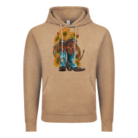 Vintage Coffee western boots with sunflowers Vintage Hoodie - Artiststas
