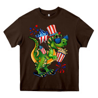Chocolate Brown 4th of July T-Rex Heavy Core Tee - CowGirlArtShop