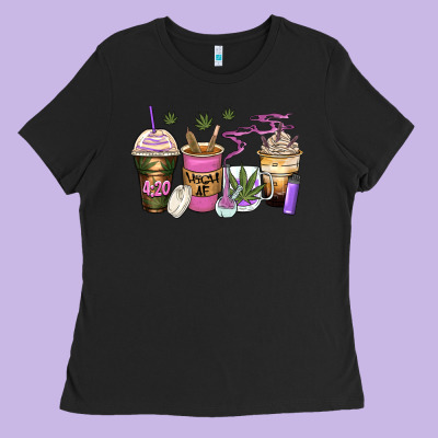 Weed Coffee Cups Ladies Tee Designed By Zillion Design Studio