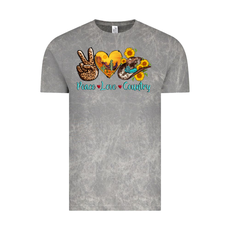 Peace Love Country Cowhide Cowboy Hat Vintage Tee by AdoDesignShop | Teevron