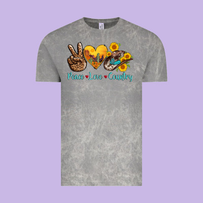 Peace Love Country Cowhide Cowboy Hat Vintage Tee Designed By Adodesignshop