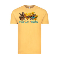 Vintage Mustard peace love country cowhide cowboy hat Vintage Tee - AdoDesignShop