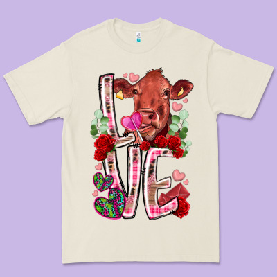 Love Cow Valentine Premium Tee Designed By Racoondesign