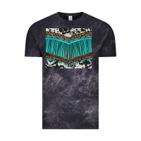Cloud Black western cowhide leopard turquoise fringed Vintage Tee - BarkalooDesign