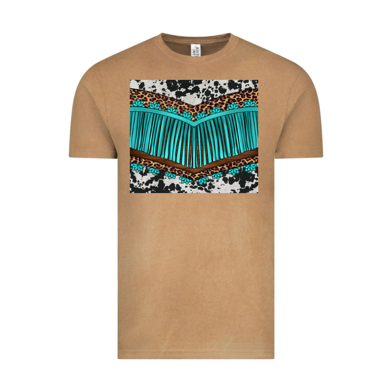 Western Cowhide Leopard Turquoise Fringed Vintage Tee by BarkalooDesign | Teevron
