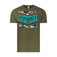 Vintage Olive western cowhide leopard turquoise fringed Vintage Tee - BarkalooDesign