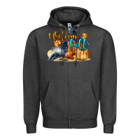 Charcoal Heather Welcome Fall With Crow Zipper Hoodie - LillyAllenDesigns