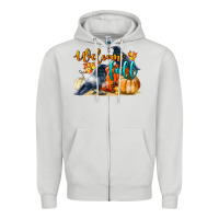 Dove Grey Welcome Fall With Crow Zipper Hoodie - LillyAllenDesigns