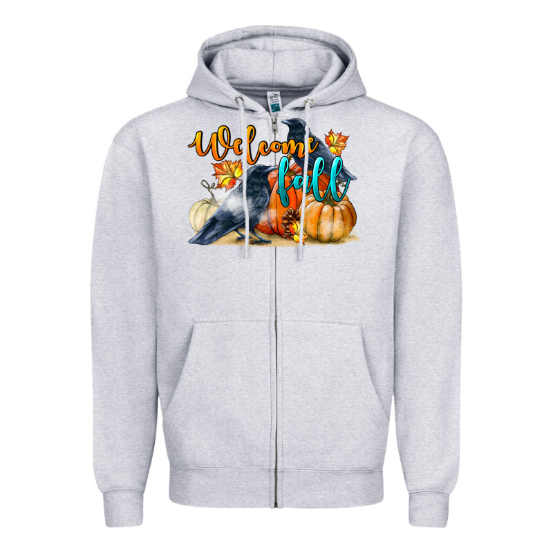 Welcome Fall With Crow Zipper Hoodie by LillyAllenDesigns | Teevron