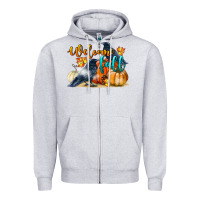 Heather Grey Welcome Fall With Crow Zipper Hoodie - LillyAllenDesigns