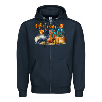 Navy Welcome Fall With Crow Zipper Hoodie - LillyAllenDesigns