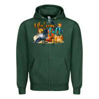 Sports Green Welcome Fall With Crow Zipper Hoodie - LillyAllenDesigns