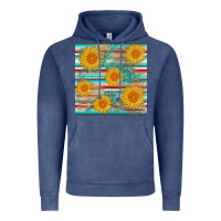 Vintage Denim sunflower wood serape  leather seamless Vintage Hoodie - AdoDesignShop