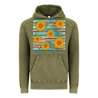 Vintage Olive sunflower wood serape  leather seamless Vintage Hoodie - AdoDesignShop